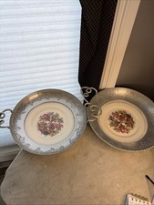 2/Wrought Faberware Hammered Aluminum & Limoges Triumph 22k Gold Porcelain 18.5