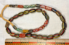 Vtg Venetian Glass Trade Bead Necklace Chevron Millefiori Eye Beads 39 Beads 26