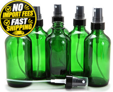 Vivaplex, 6 Glass Bottles with Black Fine Mist Sprayer, 4 oz, Green picture