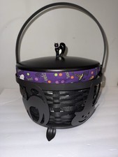 Longaberger 2008 Large Cauldron Combo with Lid, Basket Liner and Black Cat Knob picture