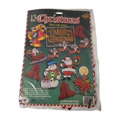 Vintage Beistle Christmas Decorama 13 Piece Decoration Kit Santa Reindeer Bells picture