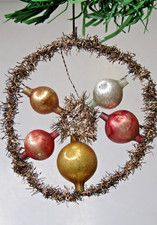 VTG Antique Glass Metallic Crinkle Wire DREAMCATCHER Christmas Ornaments Germany picture