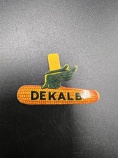 NOS Unused 1940s DEKALB SEED CORN Old Flying Ear Graphic Tin Lapel Pin ~ Sign picture