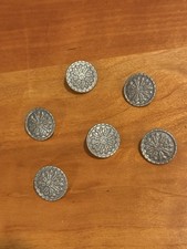 Scandinavian Norwegian Swedish new vintage mint set of 6 vintage pewter buttons picture