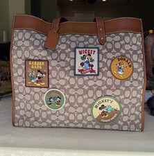 Coach Disney  100th Anniversary Field  Tote Mickey Mouse Donald Duck Brown Bag picture