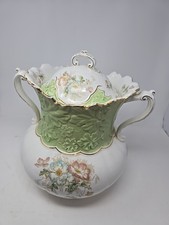 Antique KT&K Co Covered Chamber Pot Biscuit Jar Semi Vitreous Porcelain... picture