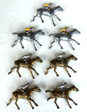 Vintage Metal Jockey Riding a Derby Race Horse Hand Painted Lot of 7 picture