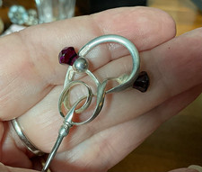 Charles Horner Sterling Double Amethyst Glass Thistle Hat Pin picture