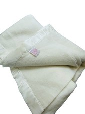 Vintage Northern Chatham 100% Wool Blanket Cream Satin Trim Full Queen 92x89 USA picture