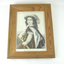 Antique Currier & Ives The Young Cavalier Hand Colored Lithograph 18 x 14 Framed picture
