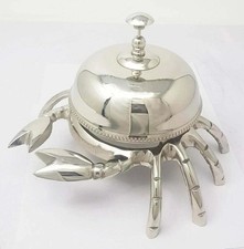 Antique Brass Reception Bell Crab Style Ornate Hotel Desk Bell Table Decor Gift picture