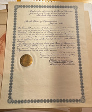 1891 Official U.S. House of Representatives Certified Extract Civil War 1861 Res picture