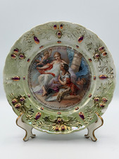 Vintage Oscar Schlegelmilch St Kilian Boucher Porcelain Plate Green Gold 9.25