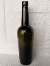 Antique 3-Piece Blown Black Glass Bottle Embossed