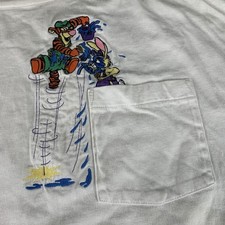 Vintage The Disney Store Tigger/Rabbit Embroidered Pocket T-Shirt XL White picture