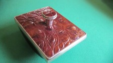Antique Desk Top Ink Blotter - Crocodile with Silver Mounting picture