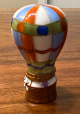  Limoges France Eximious Hot Air Balloon Trinket Box Porcelain Hand Painted Pein picture