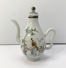 Antique Chinese Figural Scene Famille Rose Marked Porcelain Teapot Qing Period picture