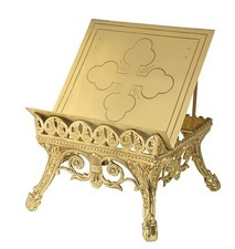Adjustable Bible Missal Stand Brass Budded Cross Design Church Book Holder picture