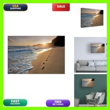 Trademark Fine Art 'Foot Prints In The Sand 2' Canvas Art by Dennis Frates picture