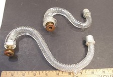2 VINTAGE SALVAGED REPLACEMENT S CURVE ROPE TWIST CLEAR GLASS CHANDELIER ARMS picture