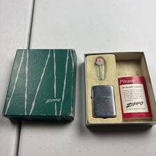 1959 Zippo Lighter Set W/ Box Brushed Grand Rapids Chrome Plating Co picture