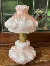 Beautiful Vtg Fenton Encased Small Pink Swirl Oil Lamp picture