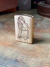 Retro Girl Engraved Brass Armor Zippo Lighter β Made & Engraved USA picture