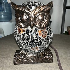 Tiffany Style Mosaic Stained Crackle Glass Owl Nightlight Table Lamp picture