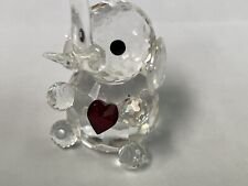 Mini Crystal Elephant Figurine With Red Ruby Colored Heart, Trunk & Tusk Intact picture