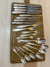 Antique Ercuis PARIS LAURIERS Silver Plate Flatware Set 20 Pcs Laurel Leaf Patte picture