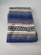 Authentic Mexican Falsa Blanket Blue, Dark Grey, Black picture