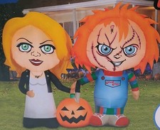 Chucky & Bride Tiffany 5.5’ Wide Airblown Inflatable Halloween Horror Yard Decor picture