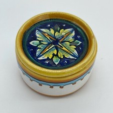 Vintage Hand Painted Round Trinket Box Made in Erice Italy picture