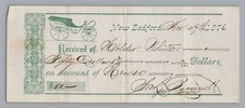 Antique 1876 New Bedford Mass Handwritten Receipt Horse Carriage Vignette picture