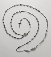 Vtg Sterling Silver Rosary, Virgin Mary, Italy, Christianity Religious 18” 925 picture
