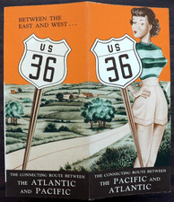 RARE VINTAGE 1949 U.S. ROUTE 36 MAP BROCHURE COLORADO KANSAS MISSOURI INDIANA picture