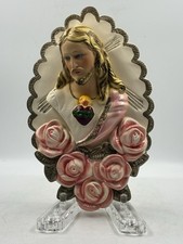 Vintage Chalkware Christ Jesus. Early 1960s Stamp On Back. And Hanger.  6” X 8” picture
