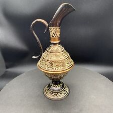 Vintage hand etched copper turkish pitcher jug ewer 9 inch picture