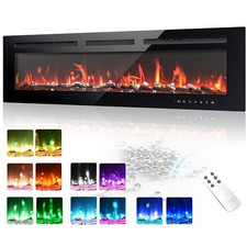 EUHOMY 50 Inch Electric Fireplace Recessed and Wall Mounted Black picture