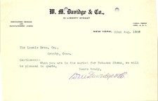 1908 NY W. M. Davidge & Co. Tobacco Stems Business Letter picture