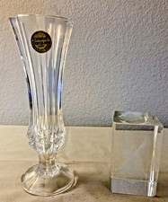 2 Piece Crystal Set: Bud Vase And Angel Etched Paperweight picture