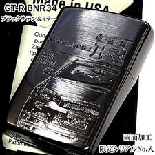 Zippo Nissan Skyline GT-R GTR-BNR34 Double-Sided Black Satin & Mirror Lighter picture