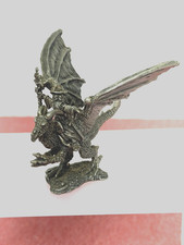 vintage signed Stephon Tofano pewter Dragon with rider Figurine 2.25