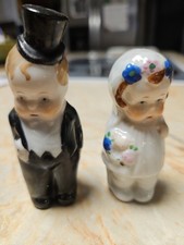 Vintage Bisque Porcelain Bride and Groom Figurines Japan 4.5