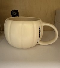 Starbucks Mug Ceramic Autumn Europe Pumpkin Black Peep Cat Halloween 12oz  picture