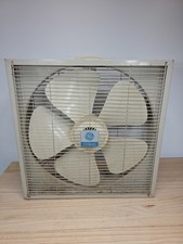 Vtg 1960s GE Gray Beige Metal Box Fan General Electric 3 Speed 5 Blade WORKING  picture