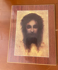 Vintage Gabriel Max Jesus Christus Veil of Veronica Illusion Plaque Wall Art picture