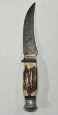 Vintage German Edge Brand Solingen Genuine Stag Fixed Blade Bowie Knife picture