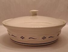 Vtg - Longaberger Pottery Woven Traditions RED  Covered Casserole  2 Qt picture